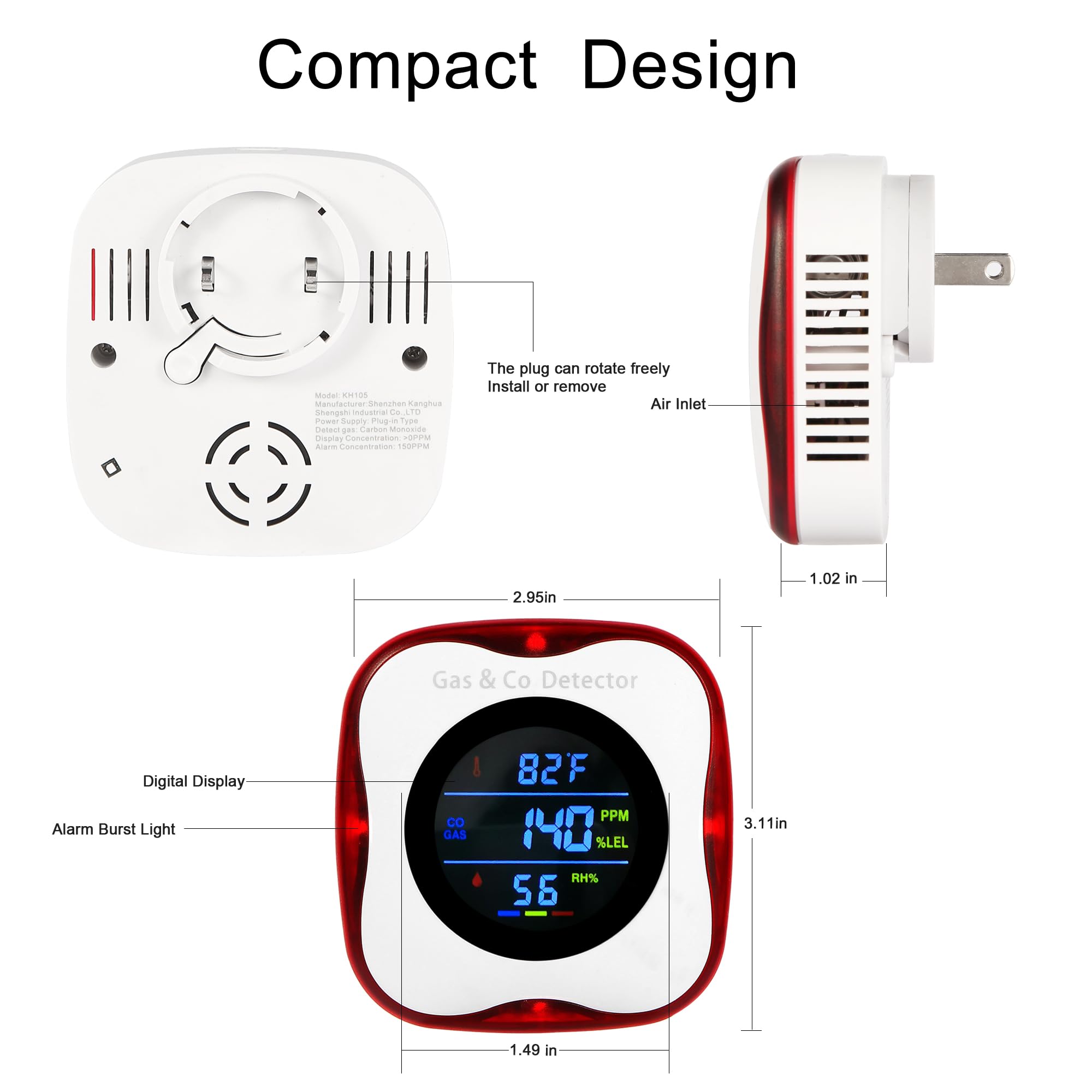 Combination Gas & Carbon Monox - Co Detector Plug recension och pris