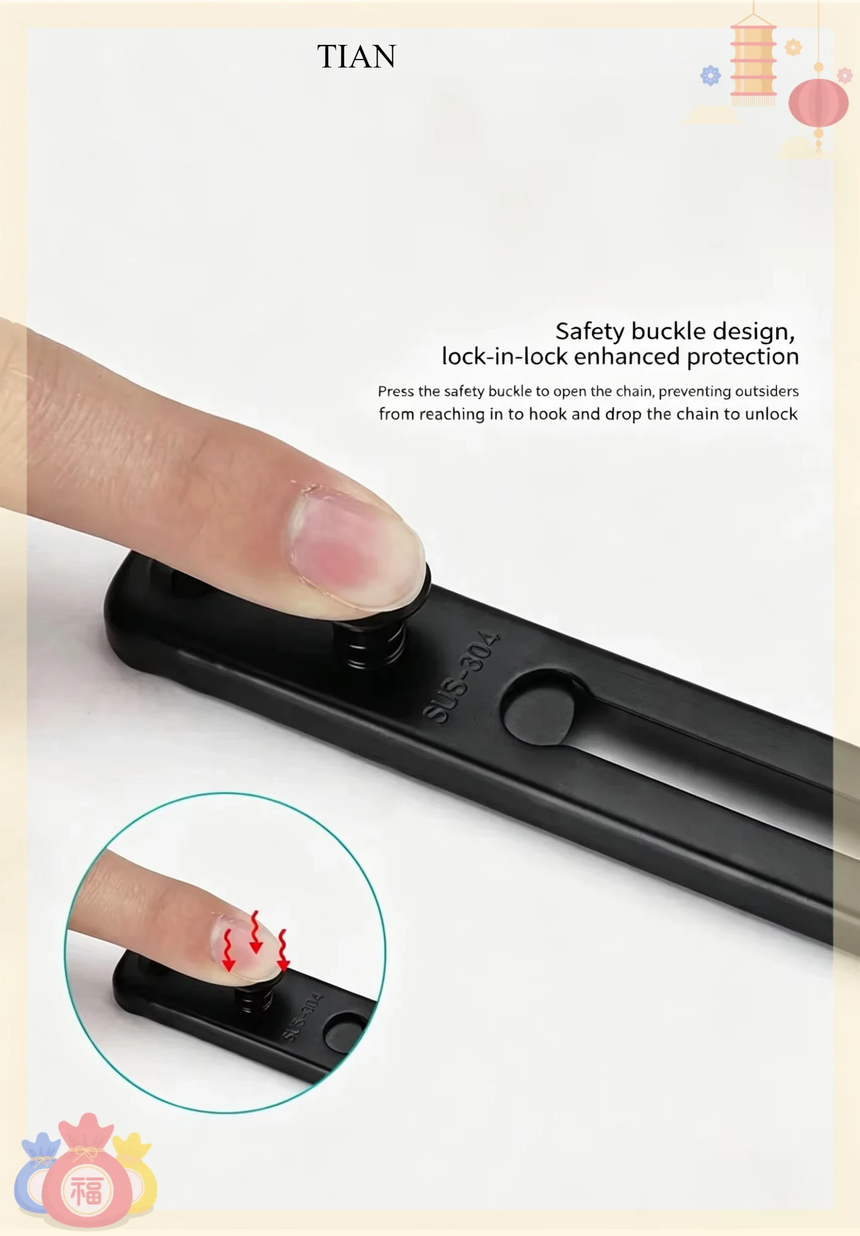 TIAN   Chain Door Guard Lock S - Security Chain Door recension och pris